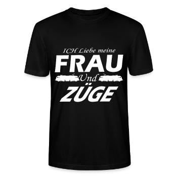 Eisenbahn Rentner - Liebe frau Ehefrau Züge Spruch - Stanley/Stella Unisex Bio-T-Shirt CRAFTER - Schwarz - Vorne - Alina (178cm) & Michal (187cm)