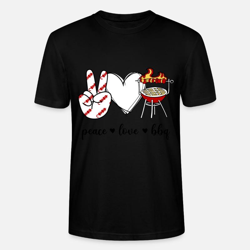 Peace Love BBQ - Stanley/Stella Unisex Bio-T-Shirt CRAFTER - Schwarz