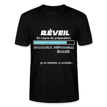 Réveil Humour Téléchargement En Cours - T-shirt bio CRAFTER Stanley Stella Unisexe - noir - Devant - Alina (178cm) & Michal (187cm)
