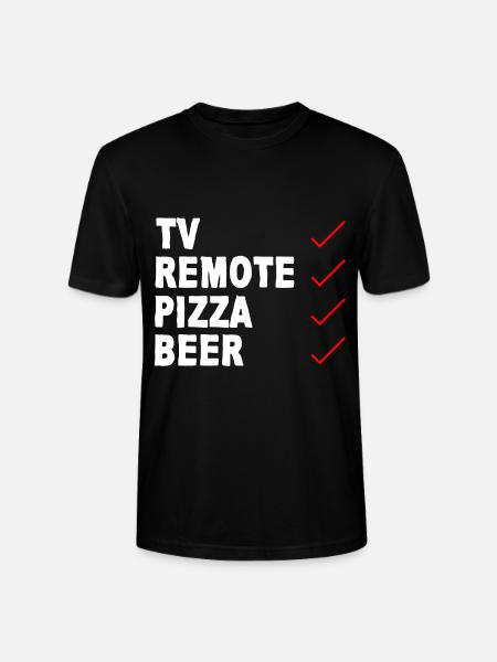 Tv Télécommande Pizza Bière 2 - T-shirt bio CRAFTER Stanley Stella Unisexe - noir