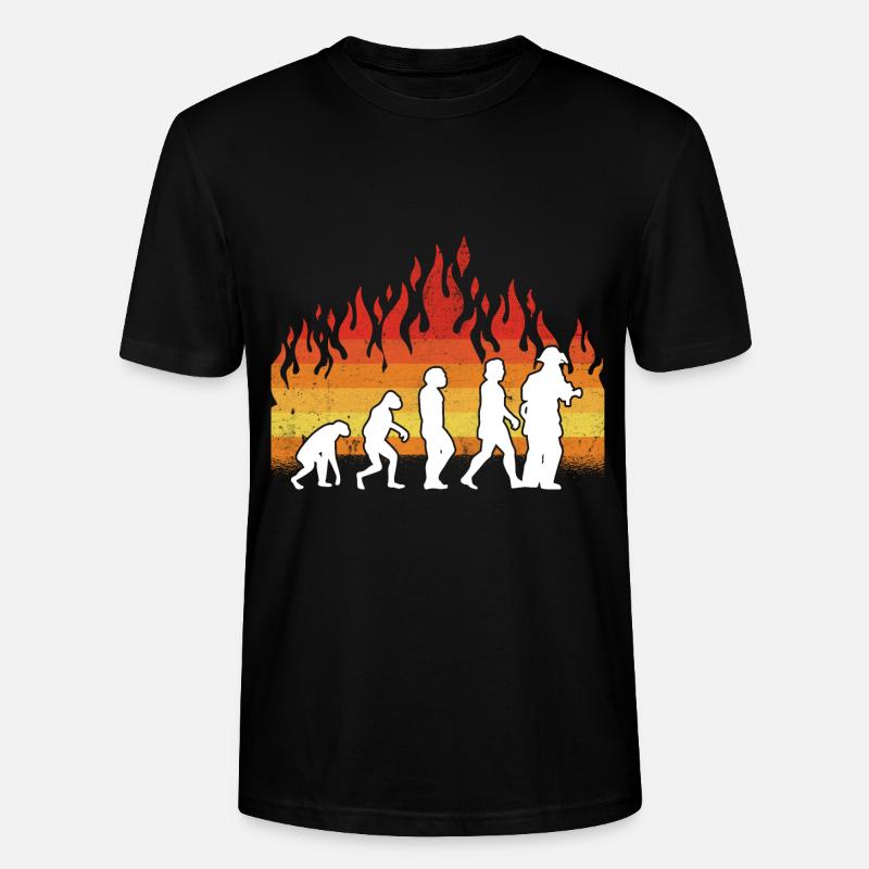 Evolution Feuerwehr Retro Feuerwehrmann Beruf - Stanley/Stella Unisex Bio-T-Shirt CRAFTER - Schwarz