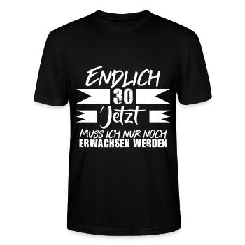 Endlich 30 Jetzt Muss ich nur noch Erwachsen werde - Stanley/Stella Unisex Bio-T-Shirt CRAFTER - Schwarz - Vorne - Alina (178cm) & Michal (187cm)