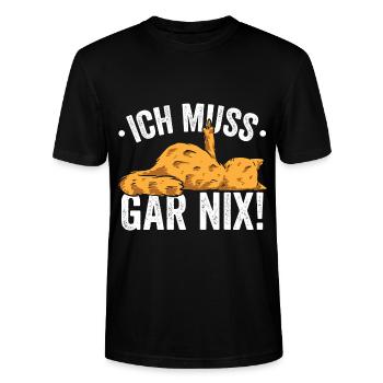 Ich muss Gar Nix! - Stanley/Stella Unisex Bio-T-Shirt CRAFTER - Schwarz - Vorne - Alina (178cm) & Michal (187cm)