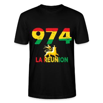 La Réunion Rastafari 974 Cadeau Vibrations Rasta - T-shirt bio CRAFTER Stanley Stella Unisexe - noir - Devant - Alina (178cm) & Michal (187cm)
