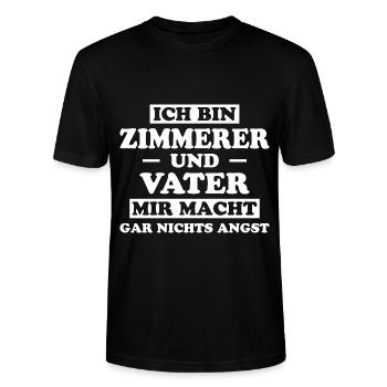 Zimmerer Lustiger Spruch Fun Zimmermann Geschenk - Stanley/Stella Unisex Bio-T-Shirt CRAFTER - Schwarz - Vorne - Alina (178cm) & Michal (187cm)