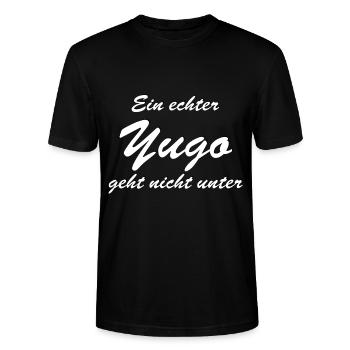 ein echter Yugo geht nicht unter - echte Wiener - Stanley/Stella Unisex Bio-T-Shirt CRAFTER - Schwarz - Vorne - Alina (178cm) & Michal (187cm)