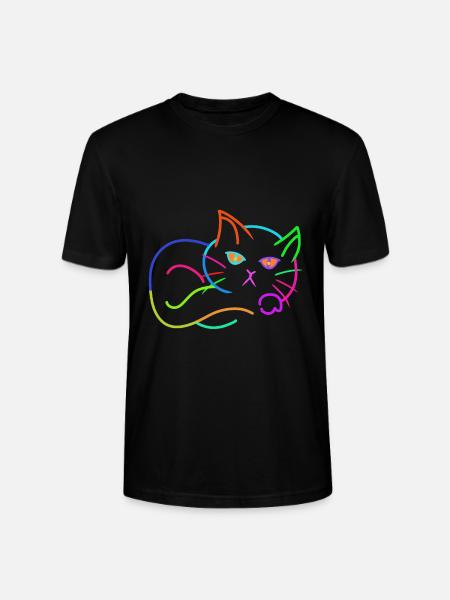 regnbue, kat, farverig, farverig, børn - Stanley Stella CRAFTER unisex økologisk-T-shirt - sort