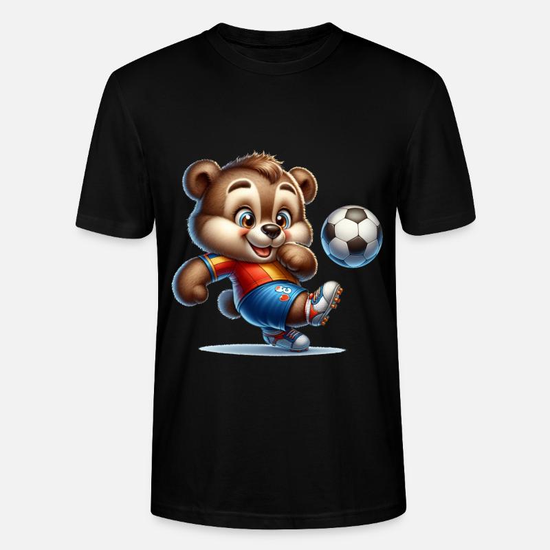 Cute Soccer Player Bear - Stanley/Stella CRAFTER Unisex Organic T-Shirt - black
