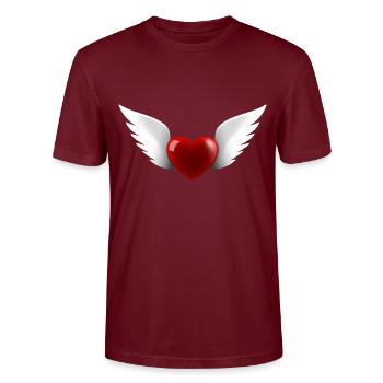 Heart with angel wings - Stanley/Stella CRAFTER Unisex Organic T-Shirt - burgundy - Front - Alina (178cm) & Michal (187cm)