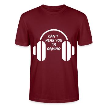 Game Shirt Can t Hear You Im Gaming Game Pick Headsed - T-shirt bio CRAFTER Stanley Stella Unisexe - bordeaux - Devant - Alina (178cm) & Michal (187cm)