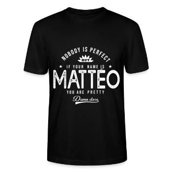 Mattéo Geschenk personalisiertes Hemd Vorname mattéo - Stanley/Stella Unisex Bio-T-Shirt CRAFTER - Schwarz - Vorne - Alina (178cm) & Michal (187cm)