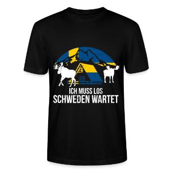 Ich Muss Los Schweden Wartet Schweden Geschenk - Stanley/Stella Unisex Bio-T-Shirt CRAFTER - Schwarz - Vorne - Alina (178cm) & Michal (187cm)