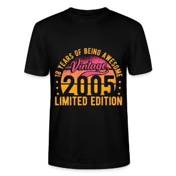 18 Jahre Alt Vintage 2005 Limited Edition 18. Geb - Stanley/Stella Unisex Bio-T-Shirt CRAFTER - Schwarz - Vorne - Alina (178cm) & Michal (187cm)
