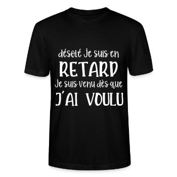 désolé je suis en retard - T-shirt bio CRAFTER Stanley Stella Unisexe - noir - Devant - Alina (178cm) & Michal (187cm)