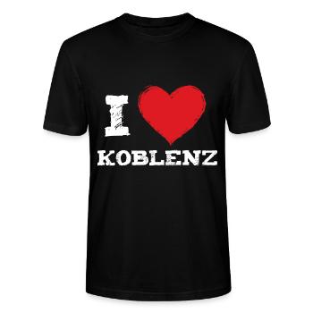Ich liebe meine Stadt Koblenz - Stanley/Stella Unisex Bio-T-Shirt CRAFTER - Schwarz - Vorne - Alina (178cm) & Michal (187cm)