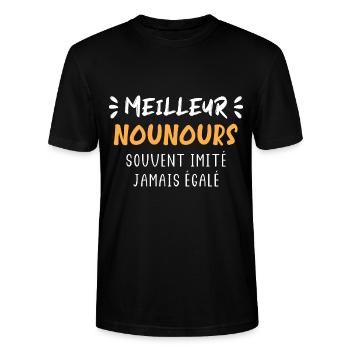 nounours - T-shirt bio CRAFTER Stanley Stella Unisexe - noir - Devant - Alina (178cm) & Michal (187cm)