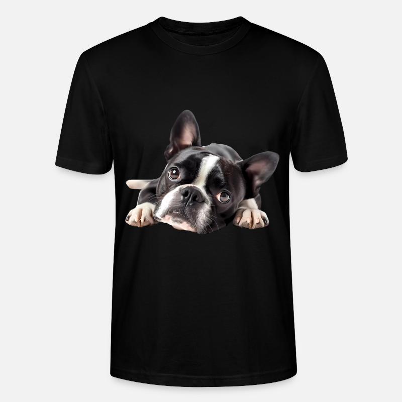 Boston Terrier - Stanley/Stella Unisex Bio-T-Shirt CRAFTER - Schwarz