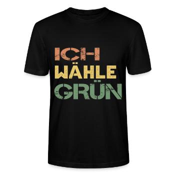 Ich Wähle Grün – Bundestagswahl 2021 Die Grünen - Stanley/Stella Unisex Bio-T-Shirt CRAFTER - Schwarz - Vorne - Alina (178cm) & Michal (187cm)