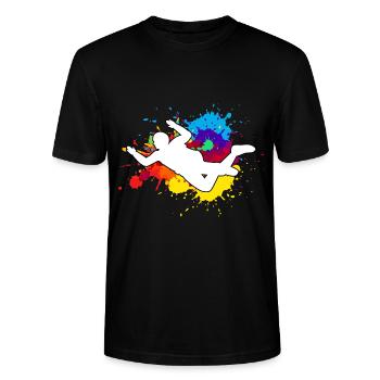 Buntes Fallschirmspringen für einen - Stanley/Stella Unisex Bio-T-Shirt CRAFTER - Schwarz - Vorne - Alina (178cm) & Michal (187cm)