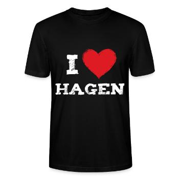 J’aime ma ville de Hagen - T-shirt bio CRAFTER Stanley Stella Unisexe - noir - Devant - Alina (178cm) & Michal (187cm)