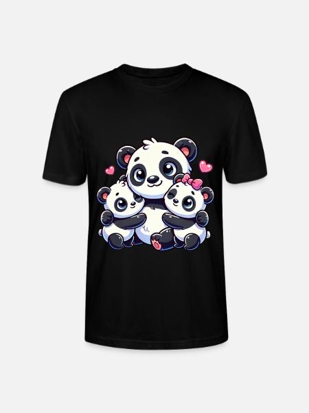 Kärleksfull pandaförälder med två söta barn - Ekologisk T-shirt CRAFTER unisex från Stanley/Stella - svart