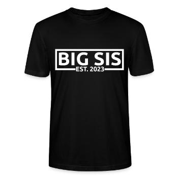 Big Sis Est. 2023 Grossesse promue à Big Sister - T-shirt bio CRAFTER Stanley Stella Unisexe - noir - Devant - Alina (178cm) & Michal (187cm)
