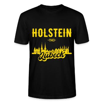 Lübeck Lübecker Heimat Geschenk - Stanley/Stella Unisex Bio-T-Shirt CRAFTER - Schwarz - Vorne - Alina (178cm) & Michal (187cm)