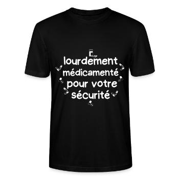 lourdement médicamenté - T-shirt bio CRAFTER Stanley Stella Unisexe - noir - Devant - Alina (178cm) & Michal (187cm)