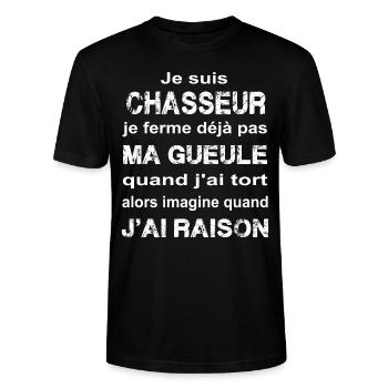 Chasseur - T-shirt bio CRAFTER Stanley Stella Unisexe - noir - Devant - Alina (178cm) & Michal (187cm)
