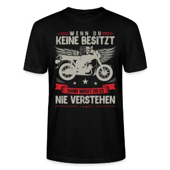 Simson, Simmi S51, Moped Geschenkidee Ossi 50ccm - Stanley/Stella Unisex Bio-T-Shirt CRAFTER - Schwarz - Vorne - Alina (178cm) & Michal (187cm)