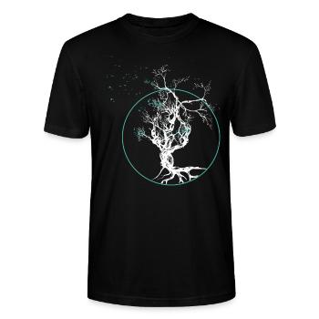 Vegvisir Futhark Runen, Viking Symbol - Stanley/Stella Unisex Bio-T-Shirt CRAFTER - Schwarz - Vorne - Alina (178cm) & Michal (187cm)