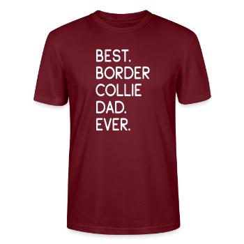 Border Collie - Stanley/Stella CRAFTER Unisex Organic T-Shirt - burgundy - Front - Alina (178cm) & Michal (187cm)