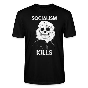 Socialism Kills Anti Sozialismus Kapitalismus - Stanley/Stella Unisex Bio-T-Shirt CRAFTER - Schwarz - Vorne - Alina (178cm) & Michal (187cm)