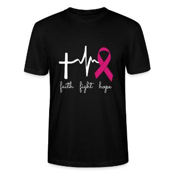 Breast cancer aware month - Funny Heart Beats - Stanley/Stella Unisex Bio-T-Shirt CRAFTER - Schwarz - Vorne - Alina (178cm) & Michal (187cm)