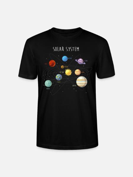 Système solaire avec toutes les planètes, orbites - T-shirt bio CRAFTER Stanley Stella Unisexe - noir