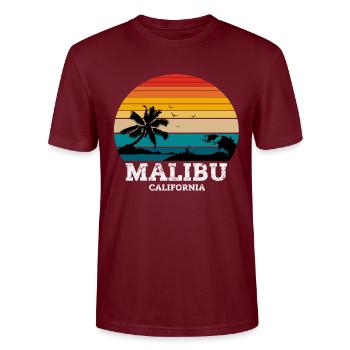 MALIBU CALIFORNIA - T-shirt bio CRAFTER Stanley Stella Unisexe - bordeaux - Devant - Alina (178cm) & Michal (187cm)