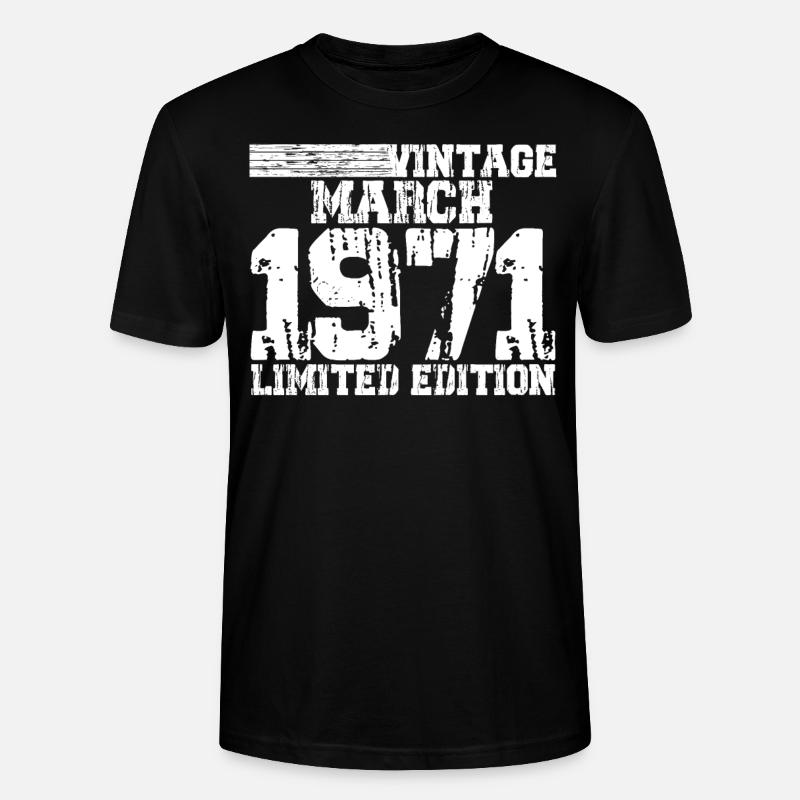 Mars 1971 50e anniversaire - T-shirt bio CRAFTER Stanley Stella Unisexe - noir