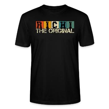 Richi The Original Schweizer Meme - Stanley/Stella Unisex Bio-T-Shirt CRAFTER - Schwarz - Vorne - Alina (178cm) & Michal (187cm)