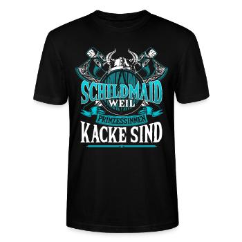 Schildmaid, Weil Prinzessinnen kacke ist - Stanley/Stella Unisex Bio-T-Shirt CRAFTER - Schwarz - Vorne - Alina (178cm) & Michal (187cm)