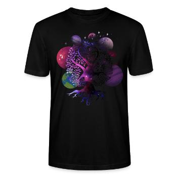 Baum Des Lebens Galaxie, Planeten, Sonnensystem, - Stanley/Stella Unisex Bio-T-Shirt CRAFTER - Schwarz - Vorne - Alina (178cm) & Michal (187cm)