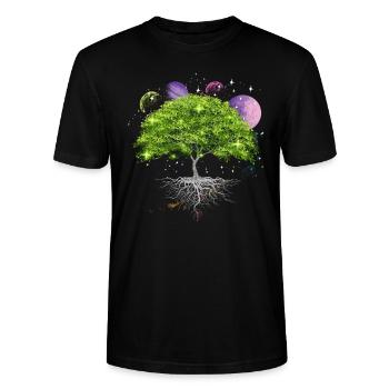 Baum Des Lebens Galaxie, Planeten, Sonnensystem, - Stanley/Stella Unisex Bio-T-Shirt CRAFTER - Schwarz - Vorne - Alina (178cm) & Michal (187cm)