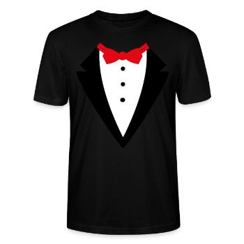 Smoking costume - T-shirt bio CRAFTER Stanley Stella Unisexe - noir - Devant - Alina (178cm) & Michal (187cm)