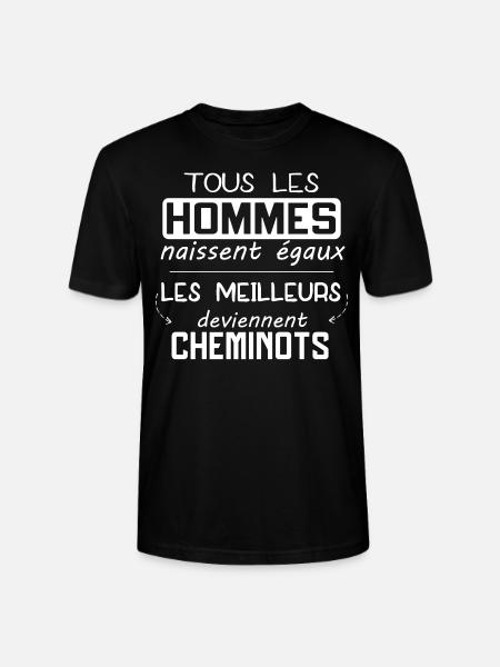 Cheminot - Train - Rail - Cadeau - Drôle - Homme - T-shirt bio CRAFTER Stanley Stella Unisexe - noir