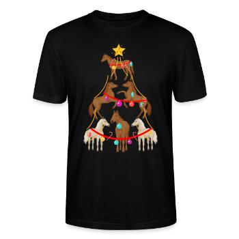 Cheval, chevaux, filles et chevaux - T-shirt bio CRAFTER Stanley Stella Unisexe - noir - Devant - Alina (178cm) & Michal (187cm)