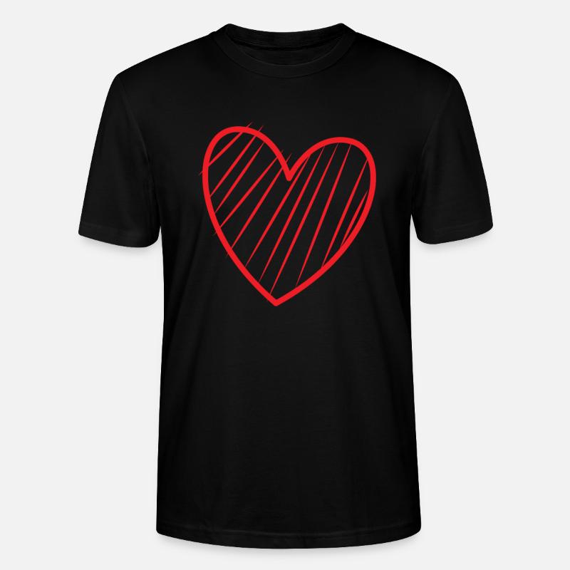 Rotes Herz Mit Streifen - Stanley/Stella Unisex Bio-T-Shirt CRAFTER - Schwarz