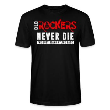 Old rockers never die, we just stand in the back - Stanley/Stella CRAFTER Unisex Organic T-Shirt - black - Front - Alina (178cm) & Michal (187cm)
