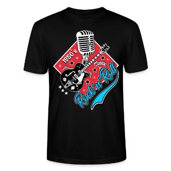Rockabilly Gitarre Rock'n'Roll Musik Rocker - Stanley/Stella Unisex Bio-T-Shirt CRAFTER - Schwarz - Vorne - Alina (178cm) & Michal (187cm)
