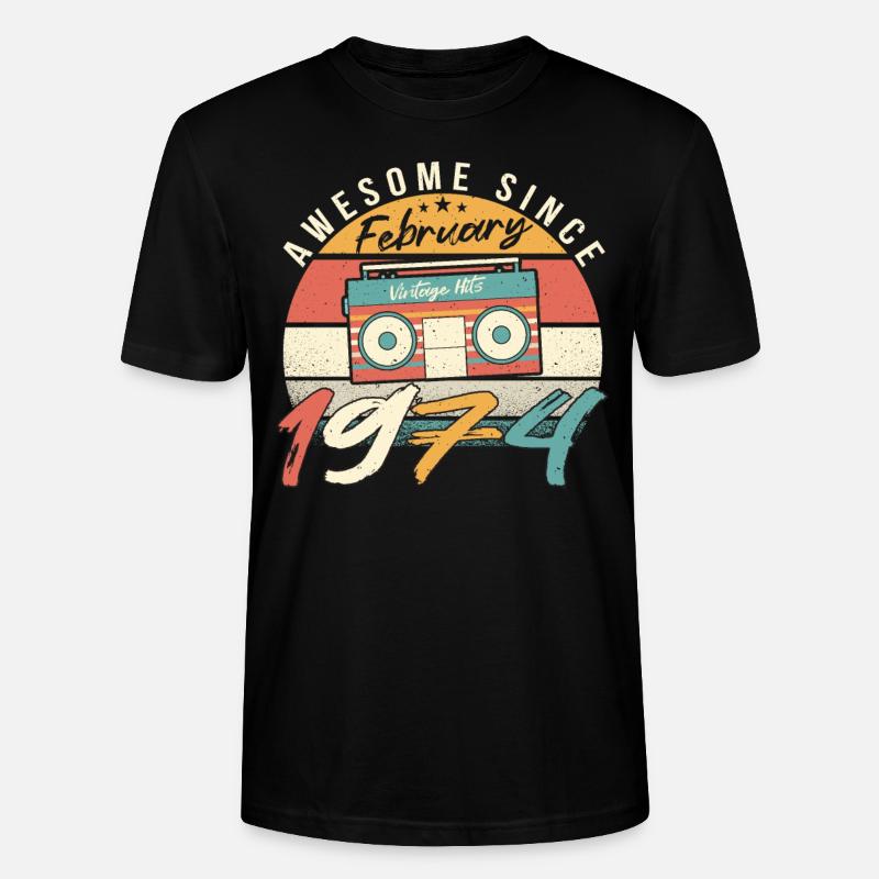 Février 1974 Rétro - T-shirt bio CRAFTER Stanley Stella Unisexe - noir