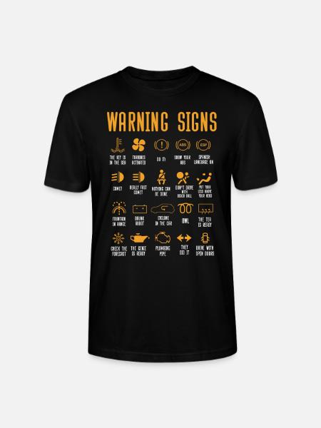 Sjove bil mekaniker advarselsskilte - Stanley Stella CRAFTER unisex økologisk-T-shirt - sort