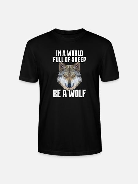 Wolf Polygon - Stanley/Stella CRAFTER Unisex Organic T-Shirt - black